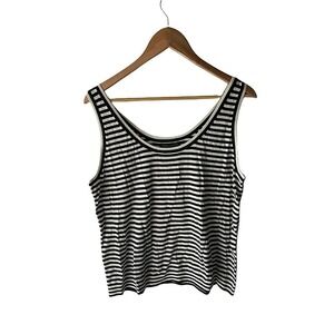 Banana Republic Size XL Black Striped Sleeveless Organic Cotton Sweater Tank Top